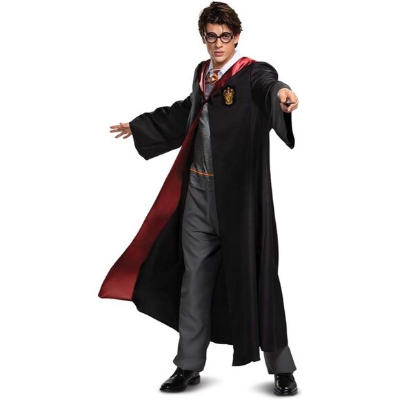 Harry Potter Gryffindor Costume Mens XXL Robe Outfit Sorting Hat Wand Lantern - Picture 2 of 15